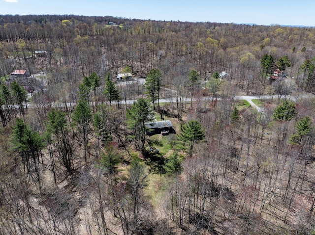 aerial view with a wooded view