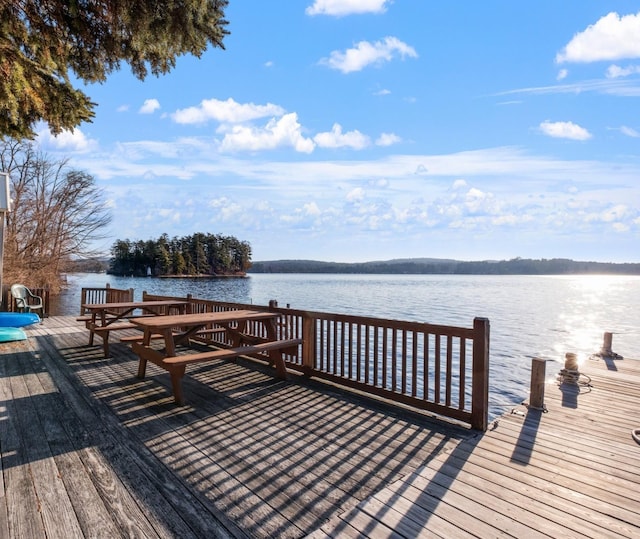 view of dock featuring a water view