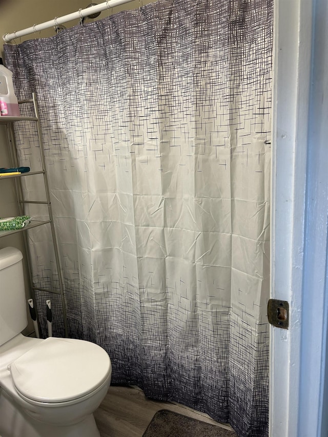 124 Mammoth Rd Unit 206, Hooksett, NH 03106 - full bath with toilet, wood finished floors, and a shower with shower curtain