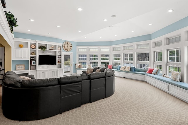 8 Palis Dr, Salisbury, MA 01952 - living room featuring light colored carpet, plenty of natural light, and recessed lighting