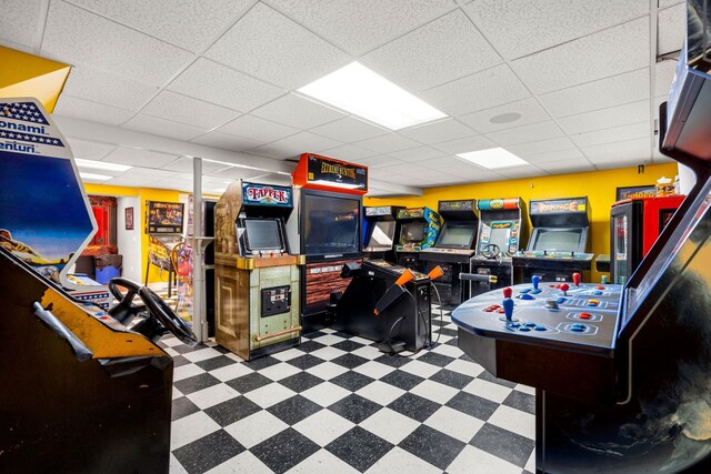 8 Palis Dr, Salisbury, MA 01952 - game room with a drop ceiling and tile patterned floors