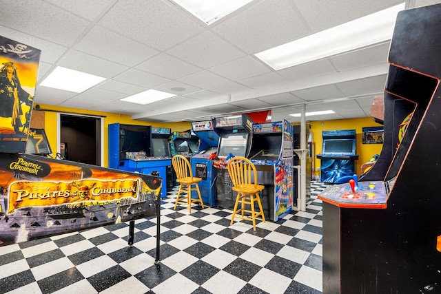 8 Palis Dr, Salisbury, MA 01952 - recreation room with tile patterned floors and a drop ceiling