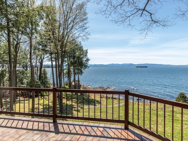 25 Oakledge Dr, Burlington, VT 05401 - wooden deck with a water and mountain view