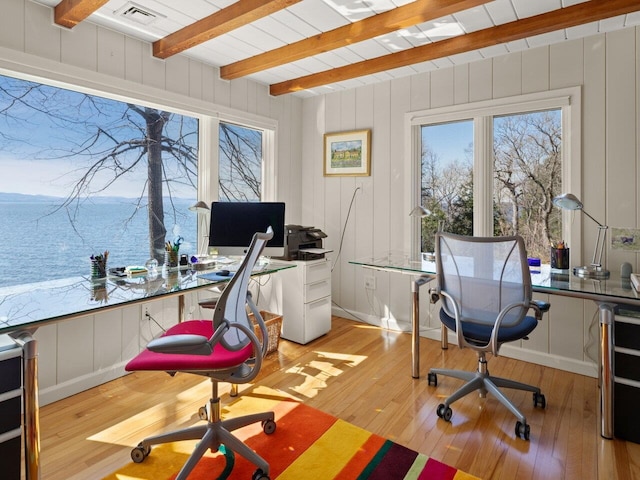 25 Oakledge Dr, Burlington, VT 05401 - office space with plenty of natural light, light wood-style floors, visible vents, and beamed ceiling