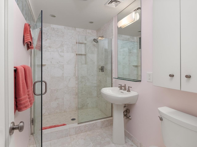 25 Oakledge Dr, Burlington, VT 05401 - bathroom with toilet, visible vents, and a shower stall