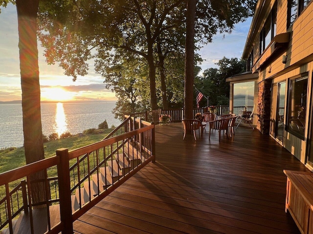 25 Oakledge Dr, Burlington, VT 05401 - wooden deck with a water view