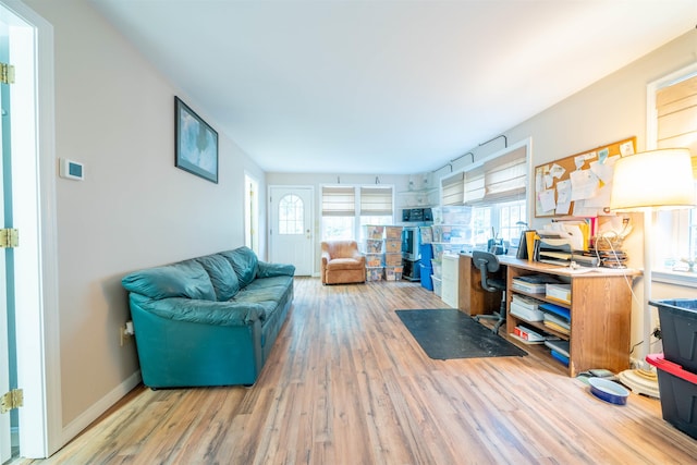 living room with wood finished floors