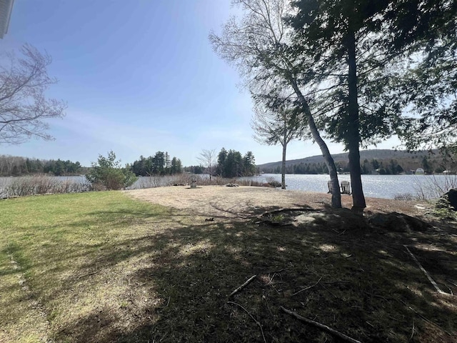 view of yard with a water view