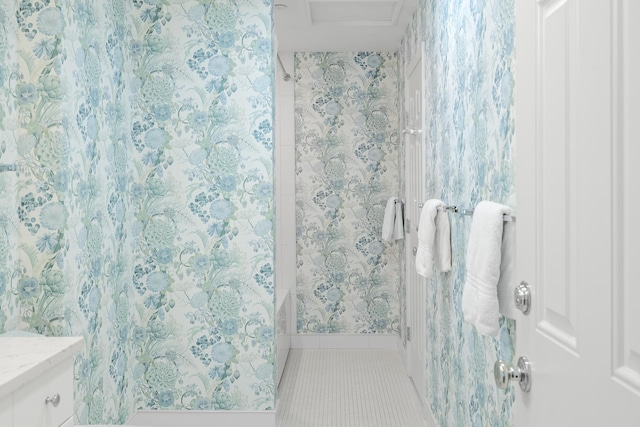 bathroom featuring vanity and tile patterned floors