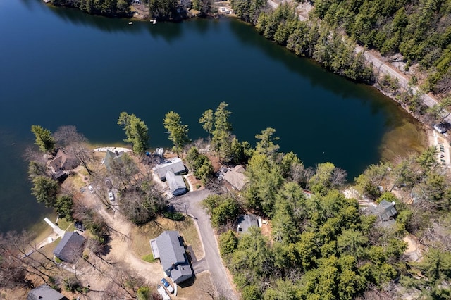aerial view with a water view and a residential view