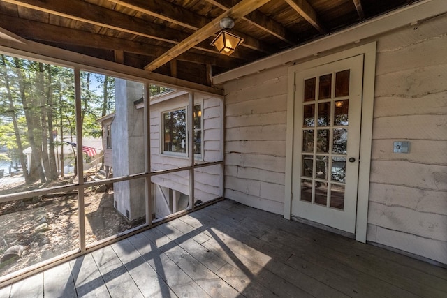view of unfurnished sunroom