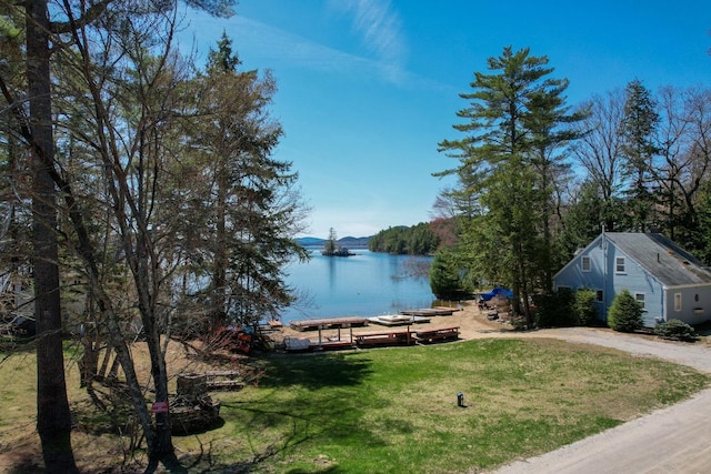 view of water feature featuring a dock