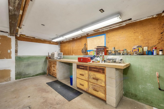 interior space with a workshop area