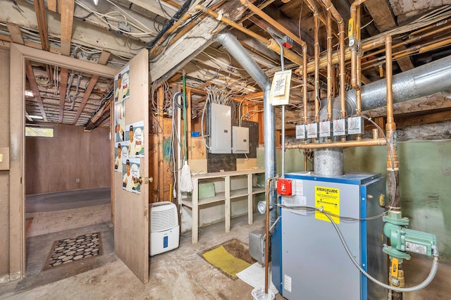 unfinished basement with electric panel