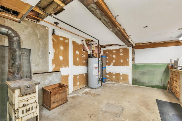 below grade area with water heater