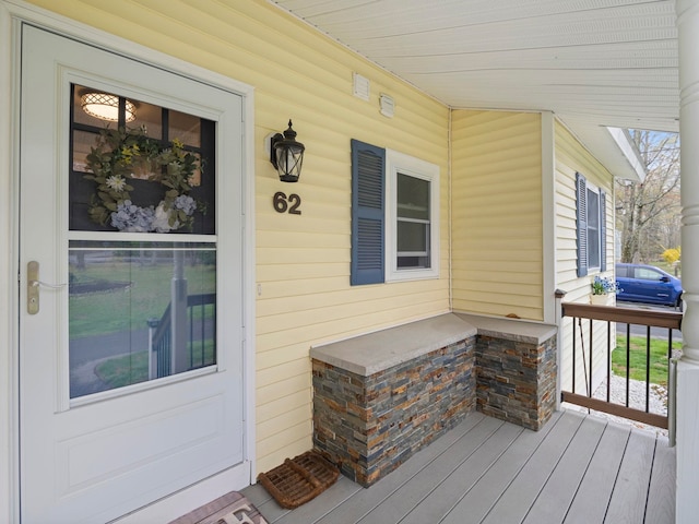 wooden deck with covered porch
