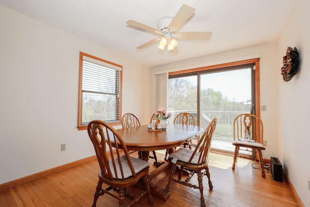390 Bear Hill Rd, Loudon, NH 03307 - dining room with light wood finished floors, a ceiling fan, and plenty of natural light