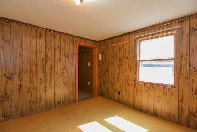 empty room with wood walls