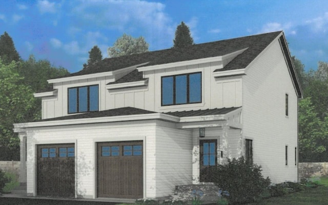 view of front of home featuring board and batten siding and a garage