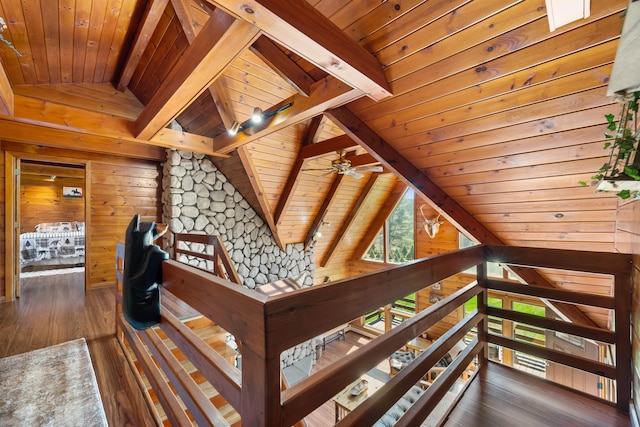 93 Roller Coaster Rd, Laconia, NH 03246 - detailed view of wood ceiling, wood finished floors, beamed ceiling, and wood walls
