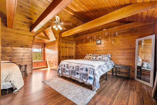 93 Roller Coaster Rd, Laconia, NH 03246 - bedroom with wooden ceiling, wood walls, and wood finished floors