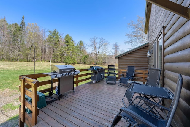 93 Roller Coaster Rd, Laconia, NH 03246 - wooden deck featuring a lawn and a grill