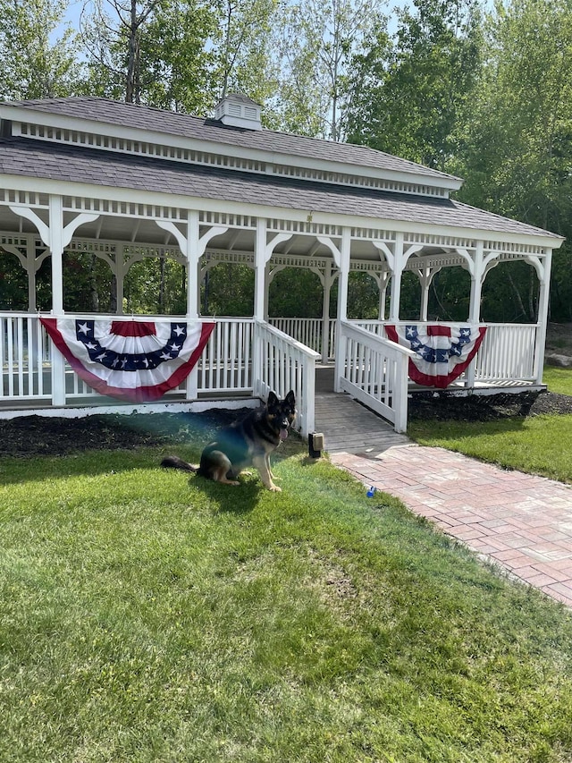 60 Effingham Rd, Ossipee, NH 03864 - dock area featuring a gazebo and a lawn