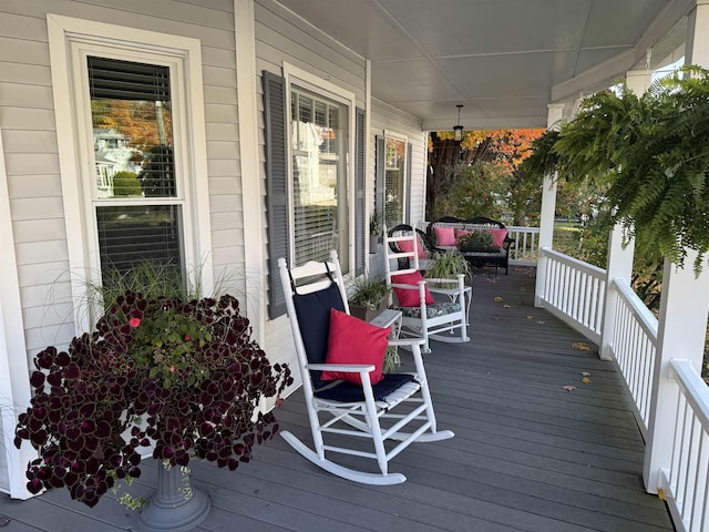 wooden deck with covered porch