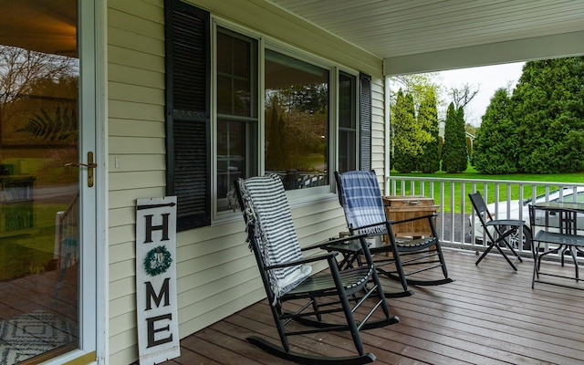 wooden deck with covered porch