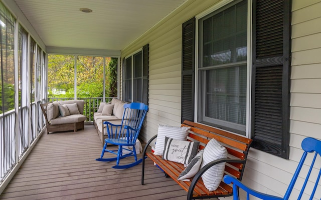 deck featuring covered porch