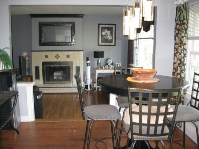 25 Centerview Dr, Swanzey, NH 03446 - dining space featuring wood finished floors and a tiled fireplace