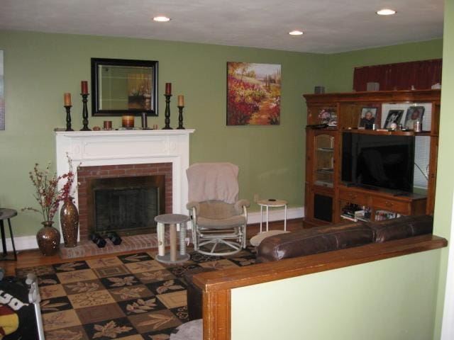 25 Centerview Dr, Swanzey, NH 03446 - living room featuring a fireplace, baseboards, and recessed lighting
