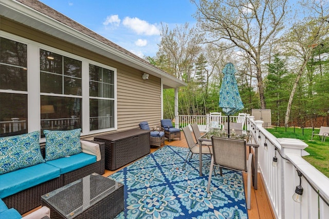 11 Carriage Hill Rd, Wilton, NH 03086 - wooden terrace featuring an outdoor hangout area