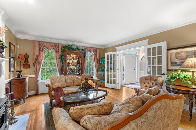 12 Mcintosh Ln, Bedford, NH 03110 - living area with light wood-style flooring and crown molding
