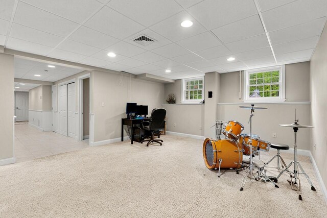 12 Mcintosh Ln, Bedford, NH 03110 - carpeted office space featuring baseboards, a drop ceiling, and recessed lighting