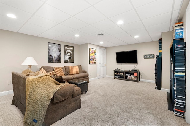 12 Mcintosh Ln, Bedford, NH 03110 - living room with carpet, baseboards, a drop ceiling, and recessed lighting