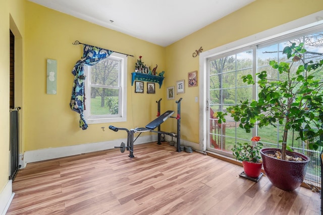 28 Putnam Hill Rd, Lyndeborough, NH 03082 - exercise room featuring light wood-style floors, healthy amount of natural light, and baseboards