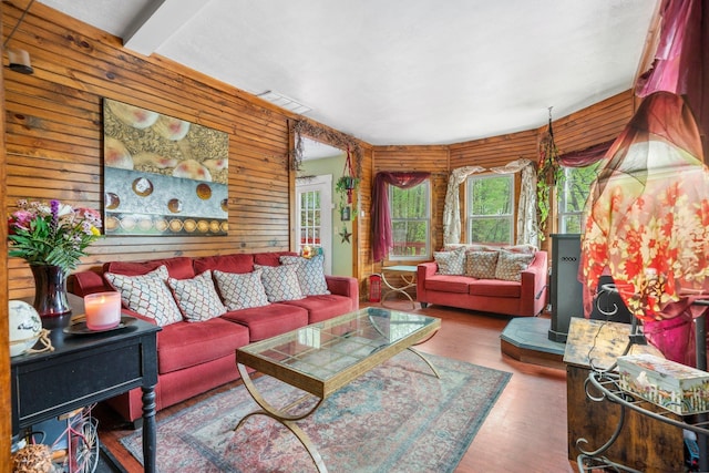 28 Putnam Hill Rd, Lyndeborough, NH 03082 - living area with wood walls and wood finished floors