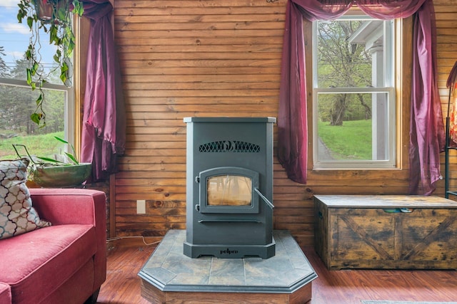 28 Putnam Hill Rd, Lyndeborough, NH 03082 - detailed view of wood finished floors and a wood stove