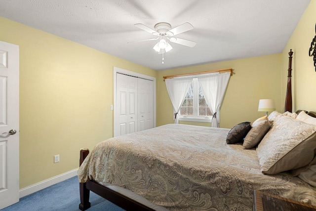 38 Farmington Rd, Nashua, NH 03060 - bedroom featuring carpet, baseboards, a closet, and a ceiling fan
