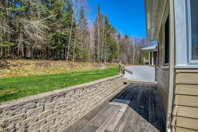 15 Garys Dr, Littleton, NH 03561 - wooden deck featuring a forest view