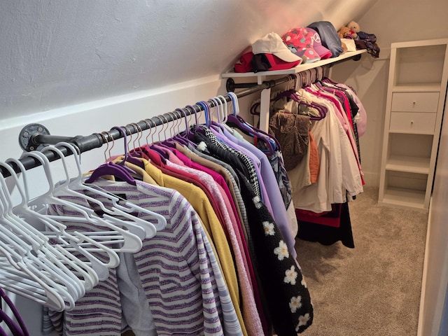 spacious closet with carpet flooring