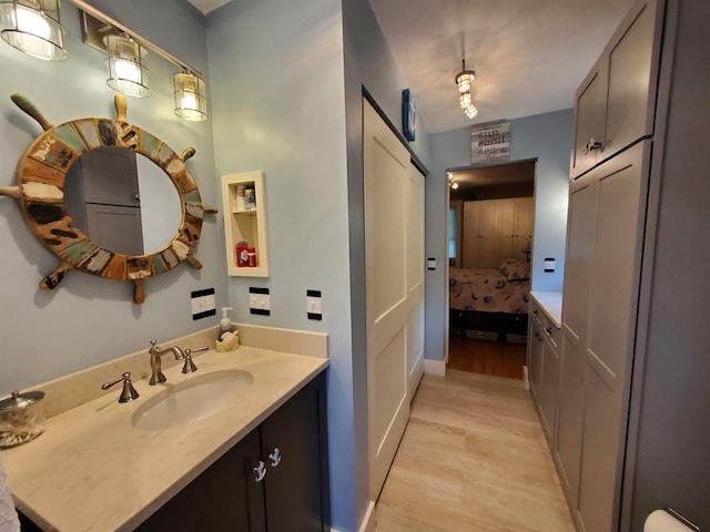 bathroom featuring wood finished floors and vanity