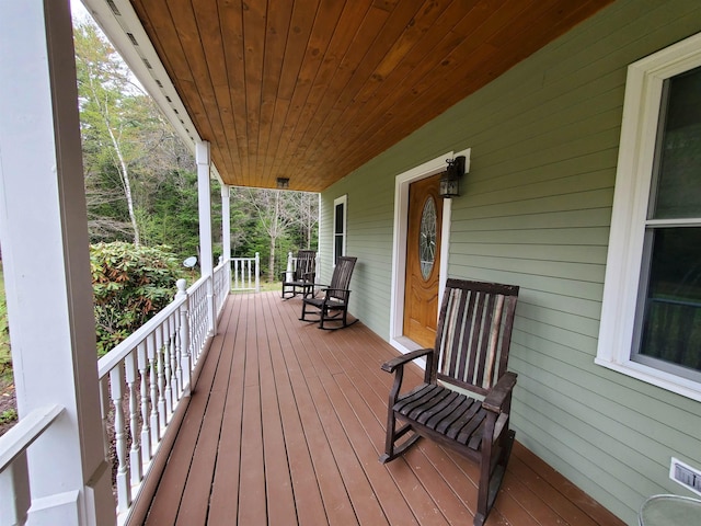 wooden deck with covered porch