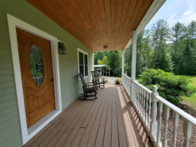 deck featuring a porch