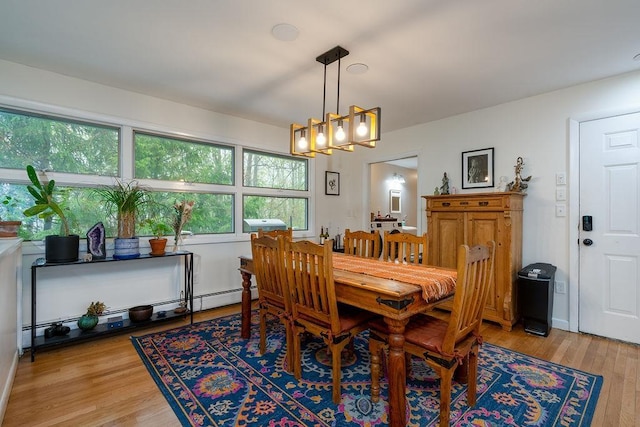 113 Watchtower Rd, Hopkinton, NH 03229 - dining space with a chandelier, light wood-type flooring, and a baseboard radiator