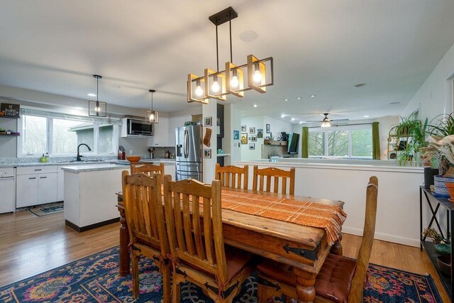 113 Watchtower Rd, Hopkinton, NH 03229 - dining area with light wood-style flooring, ceiling fan, and recessed lighting