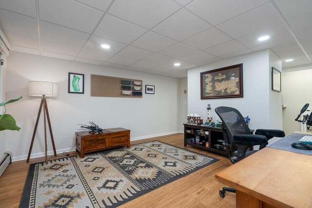 113 Watchtower Rd, Hopkinton, NH 03229 - office featuring wood finished floors, a paneled ceiling, baseboards, and recessed lighting