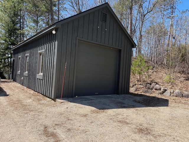 view of detached garage