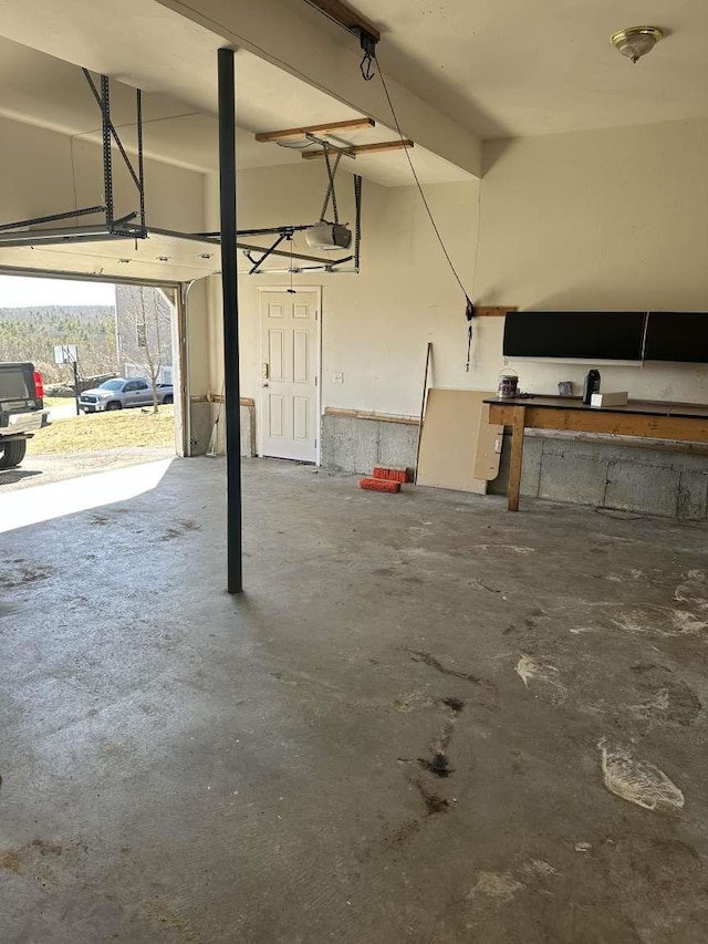 garage with a garage door opener